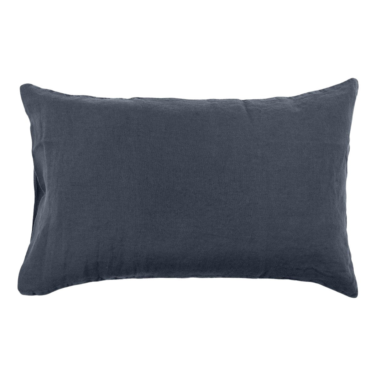 Hazel &amp; George Linen Pillow Cover in Off Black, a rectangular linen pillow with an envelope closure, on a white background