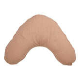 Hazel & George Linen Nursing Pillow Cover in Cinnamon, a curved V-shaped linen pillow, on a white background