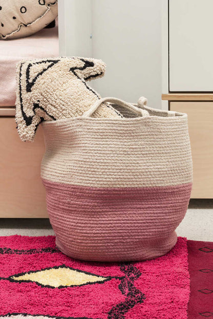 Handgemaakte Opbergmand met Handvatten Blauw-Naturel