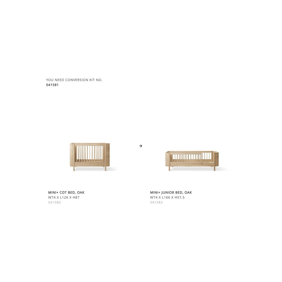 Oliver Furniture Mini+ Junior Kit (Additional Parts To Mini+ Cot Bed), Oak – product view