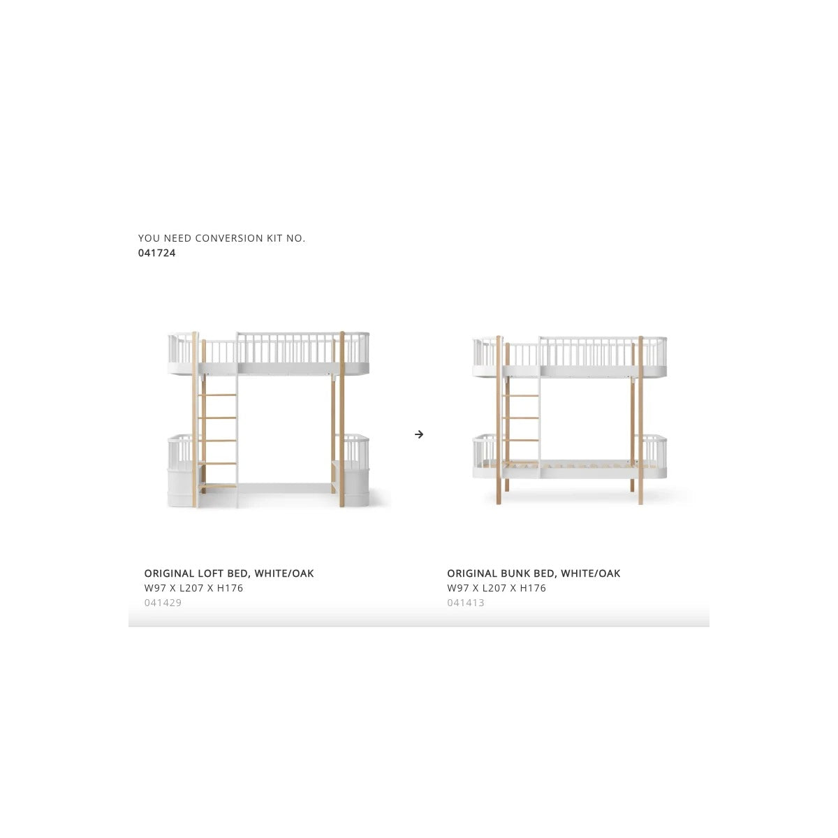 Oliver Furniture Conversion Set Original Loft Bed To Bunk Bed, White/Oak – product view