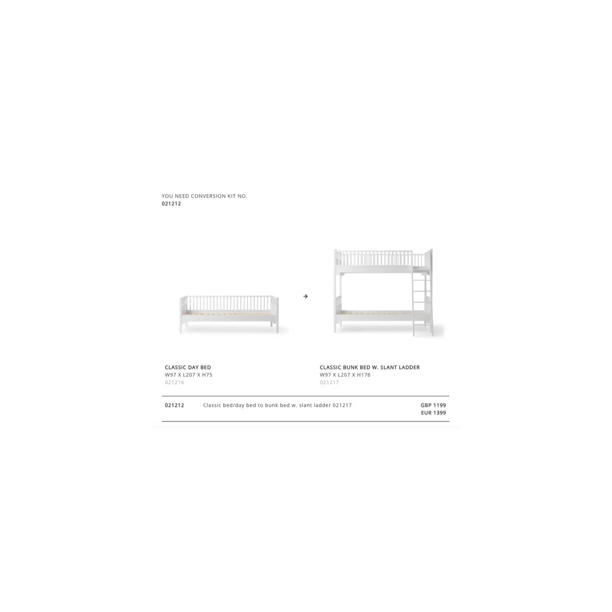 Oliver Furniture Conversion Set Seaside Classic Day Bed To Bunk Bed, Slanted Ladder – product view