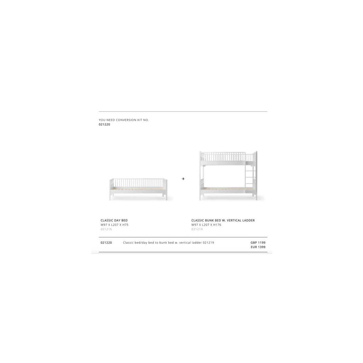 Oliver Furniture Conversion Set Seaside Classic Day Bed To Bunk Bed, Vertical Ladder – product view