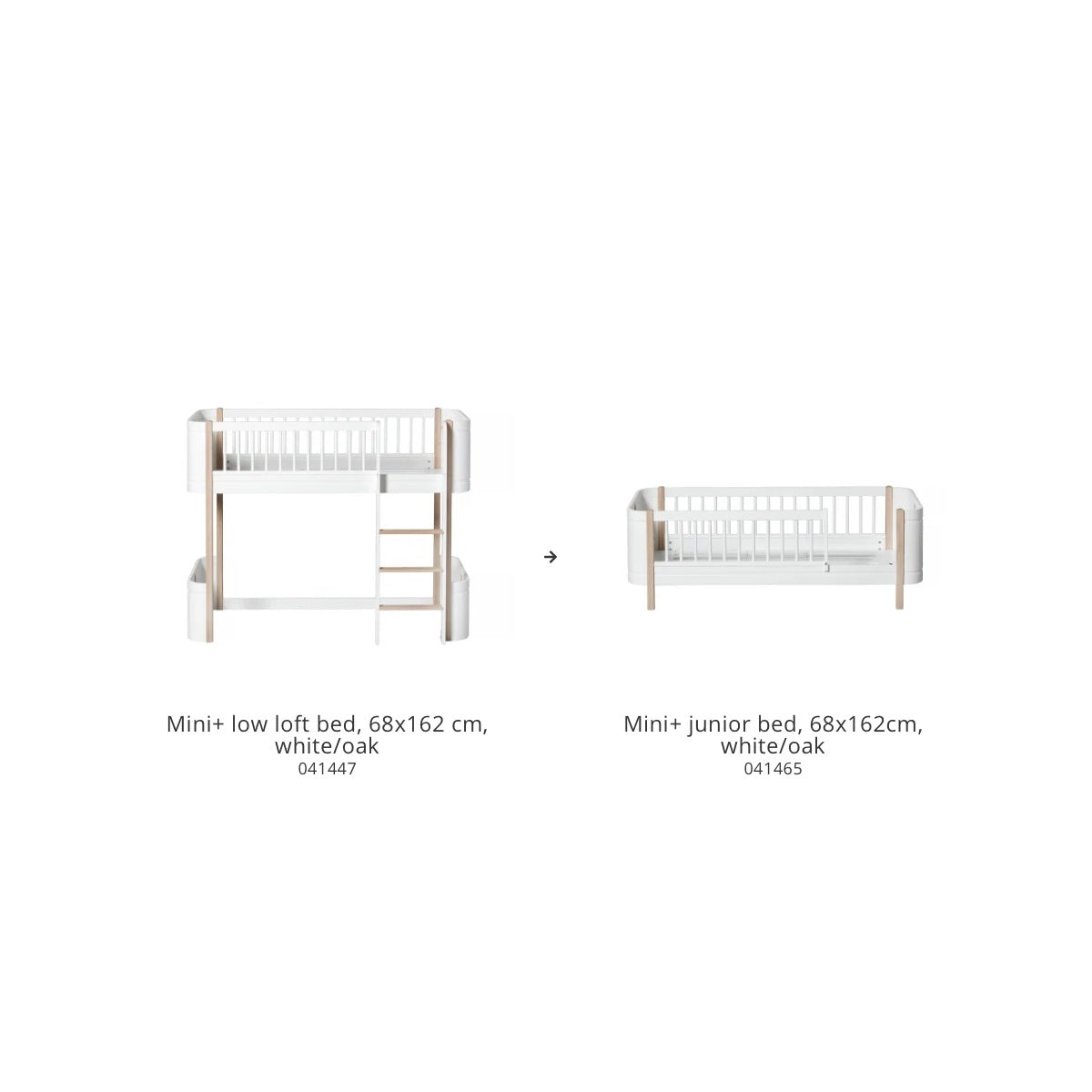 Oliver Furniture Conversion Set, Mini+ low loft bed to Mini+ junior bed – product photo