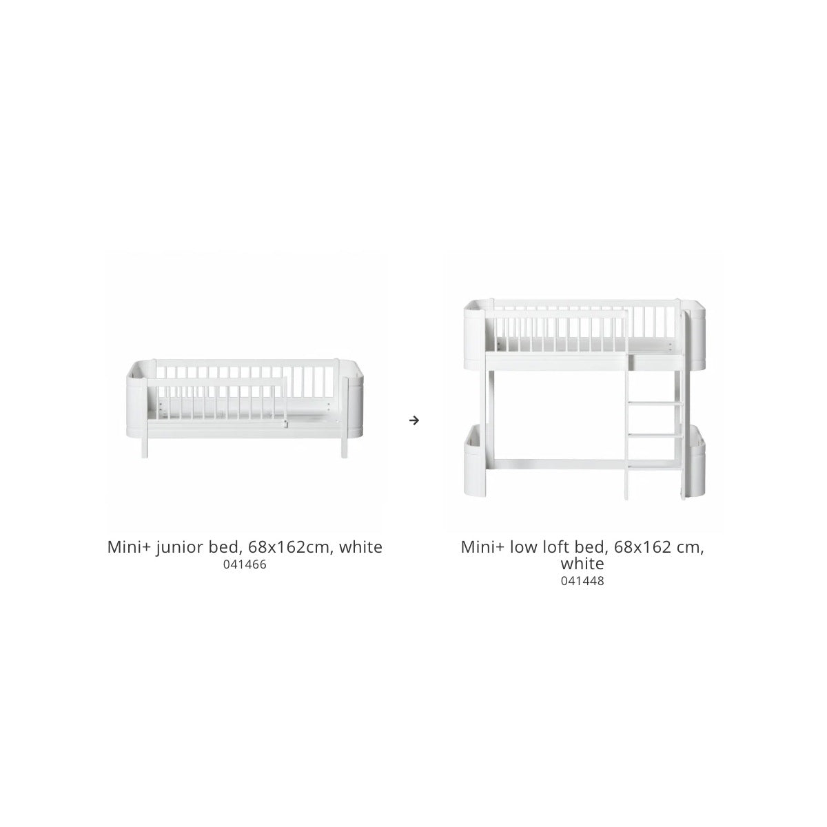 Oliver Furniture Wood Conversion Set, Mini+ junior bed to low loft bed, white – product photo