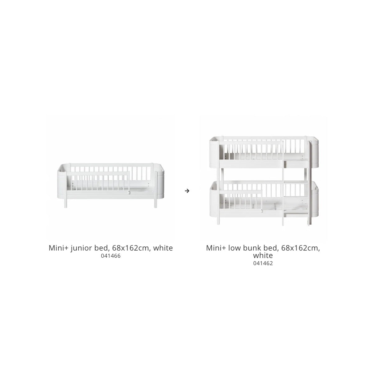 Oliver Furniture Wood Conversion Set, Mini+ junior bed to low bunk bed, white/oak – product photo