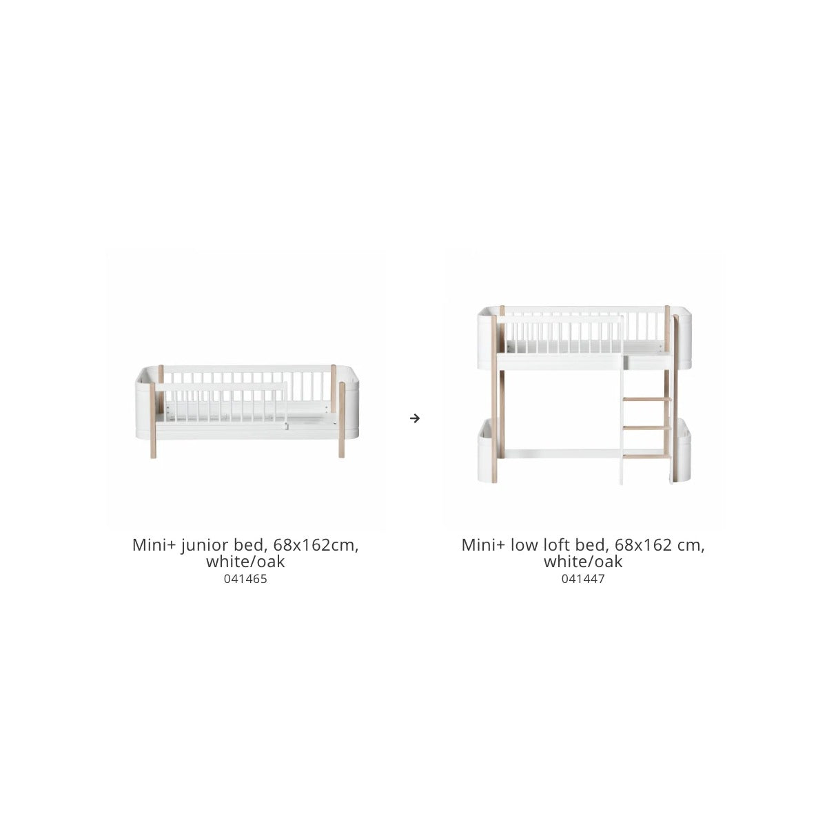 Oliver Furniture Wood Conversion Set, Mini+ junior bed to low loft bed, white/oak – product photo