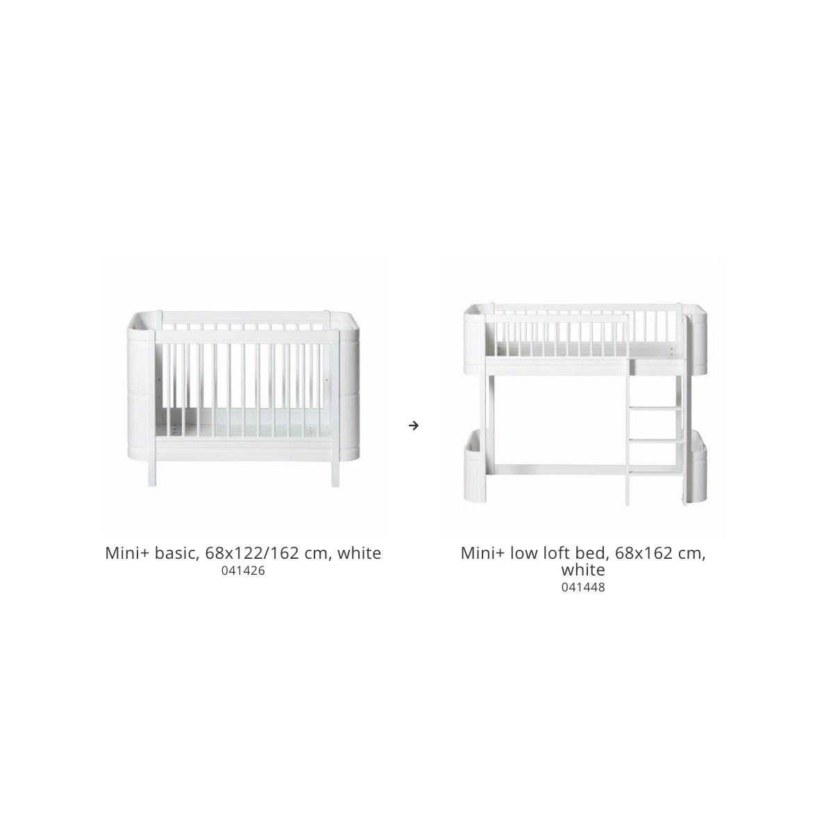 Oliver Furniture Wood Conversion Set, Mini+ basic to Mini+ low loft bed, white – product photo