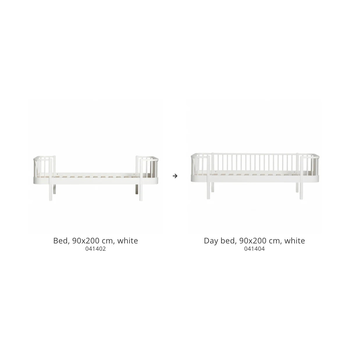 Oliver Furniture Conversion Set | Wood Bed To Wood Day Bed | White – product photo of conversion set components