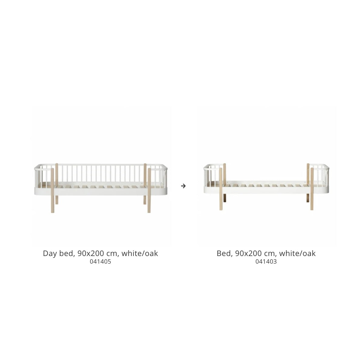 Oliver Furniture Conversion Set | Wood Day Bed To Wood Bed | White/Oak – product photo of conversion set components