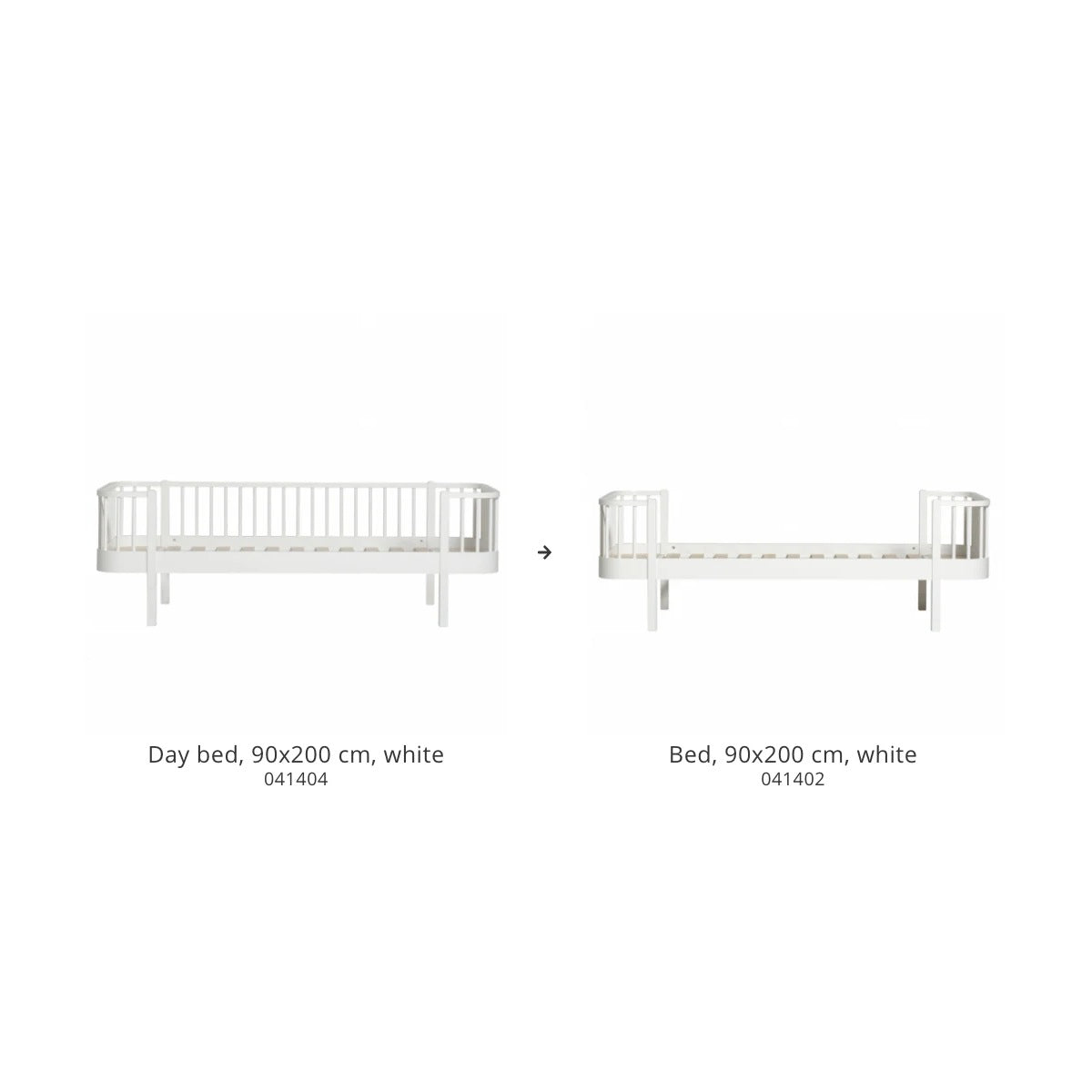 Oliver Furniture Conversion Set | Wood Day Bed To Wood Bed | White – product photo of conversion set components