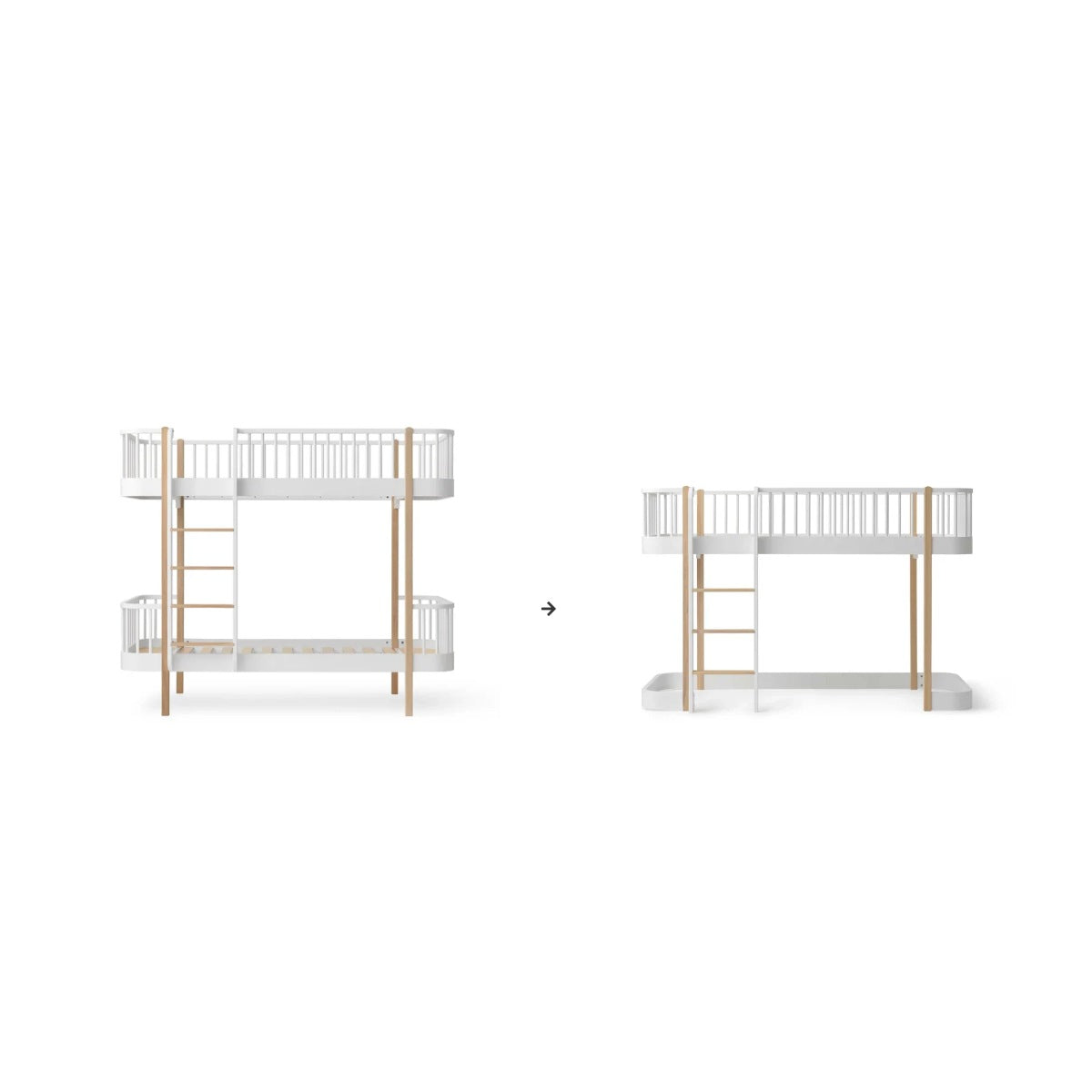 Oliver Furniture Conversion Set Original Bunk Bed To Low Loft Bed 138 cm White/Oak OF041753 – product view