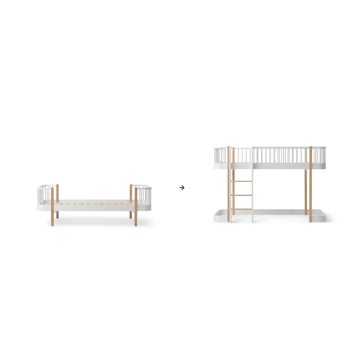 Oliver Furniture Conversion Set Original Bed/Junior Daybed To Low Loft Bed 138 cm White/Oak – product view