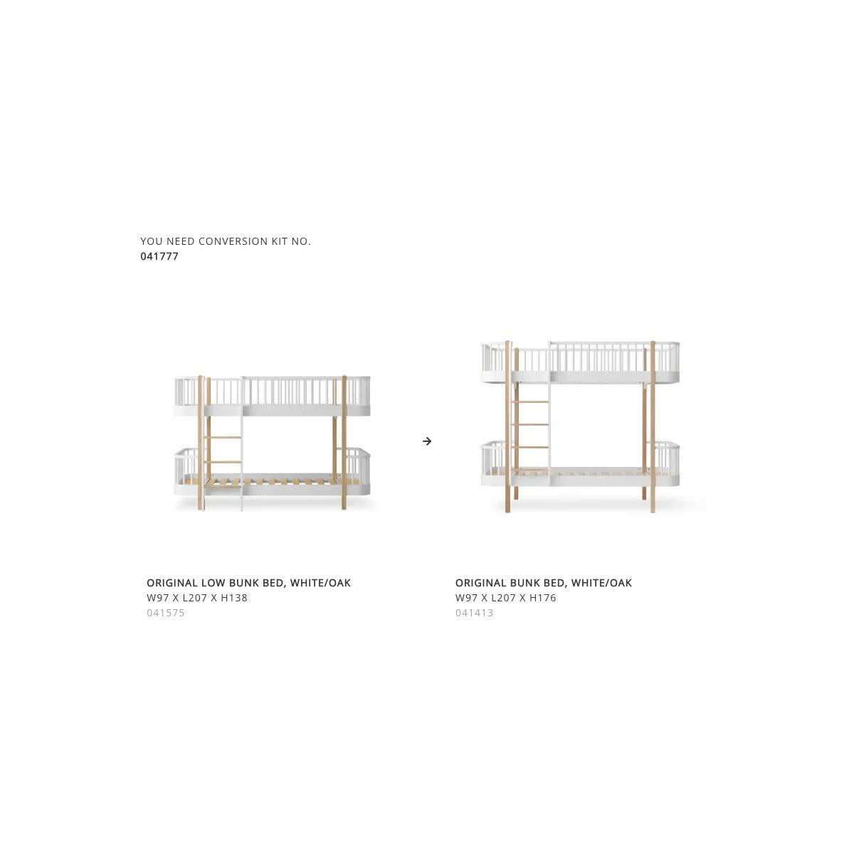 Oliver Furniture Conversion Set Wood Low Bunk Bed To Original Bunk Bed White/Oak OF.041777 – product view