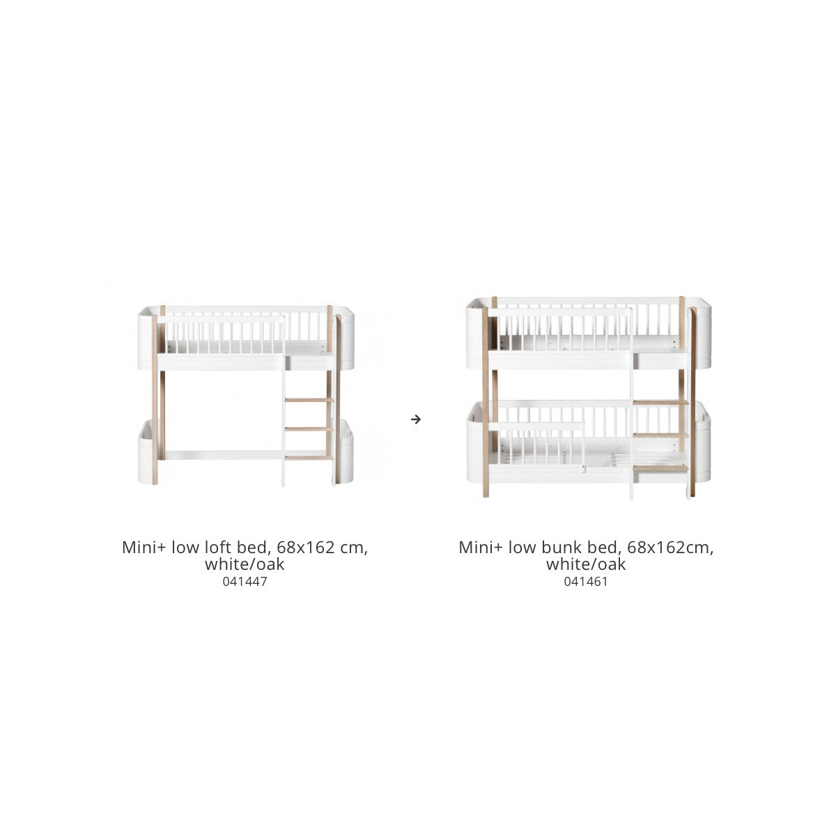 Oliver Furniture Conversion Set, Mini+ low loft bed to low bunk bed – product photo