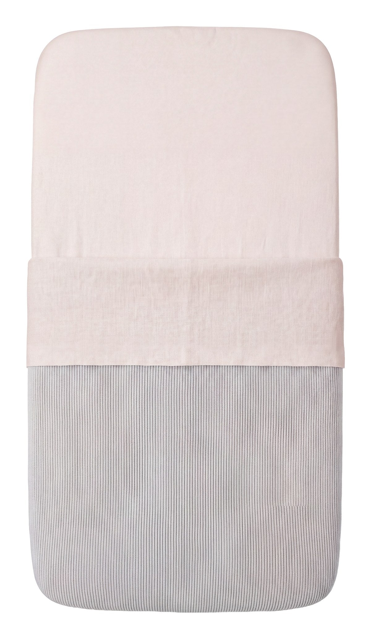Cot bed in Craie linen top to bottom with Nuages Georgia merino blanket