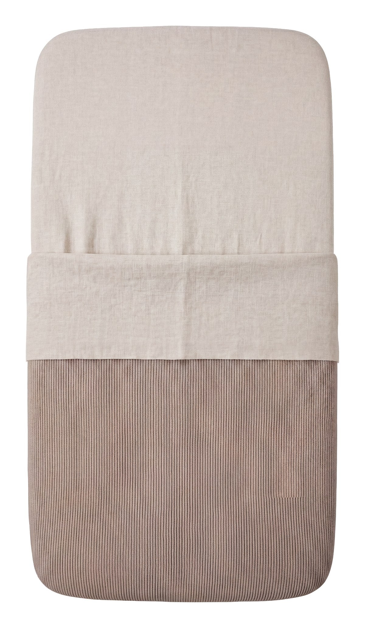 Cot bed in Naturel linen with Hazelnut Georgia Merino Blanket