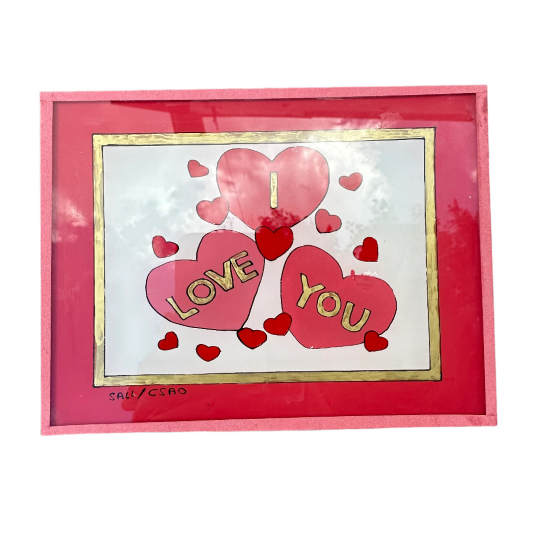 I Love You White Hearts Painting - Midi