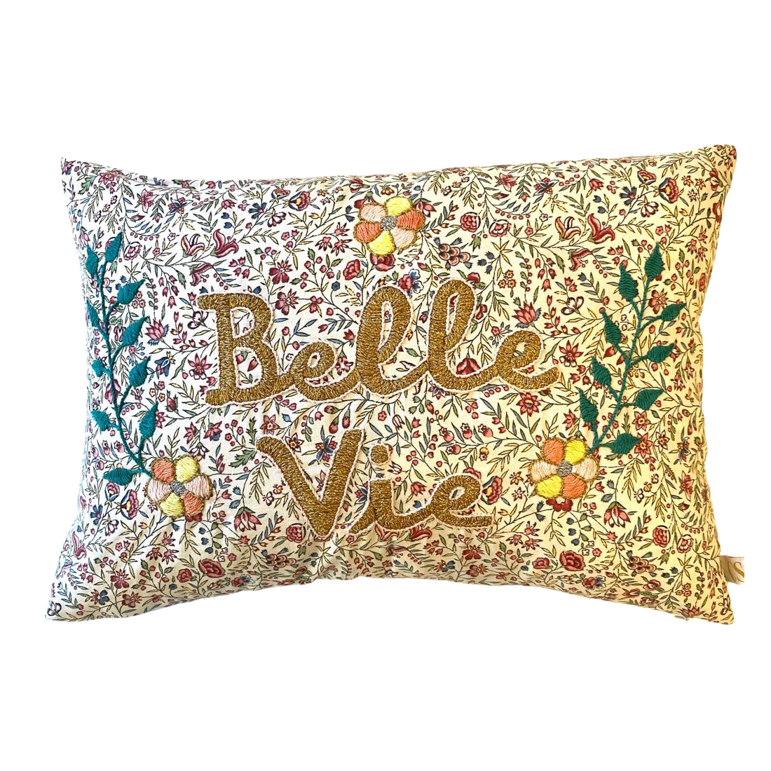 Belle Vie Cushion Gold Flowers