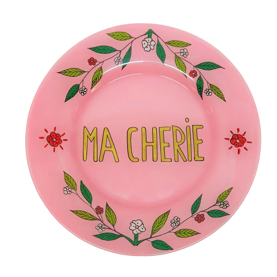 Handpainted plate pink Ma Chérie
