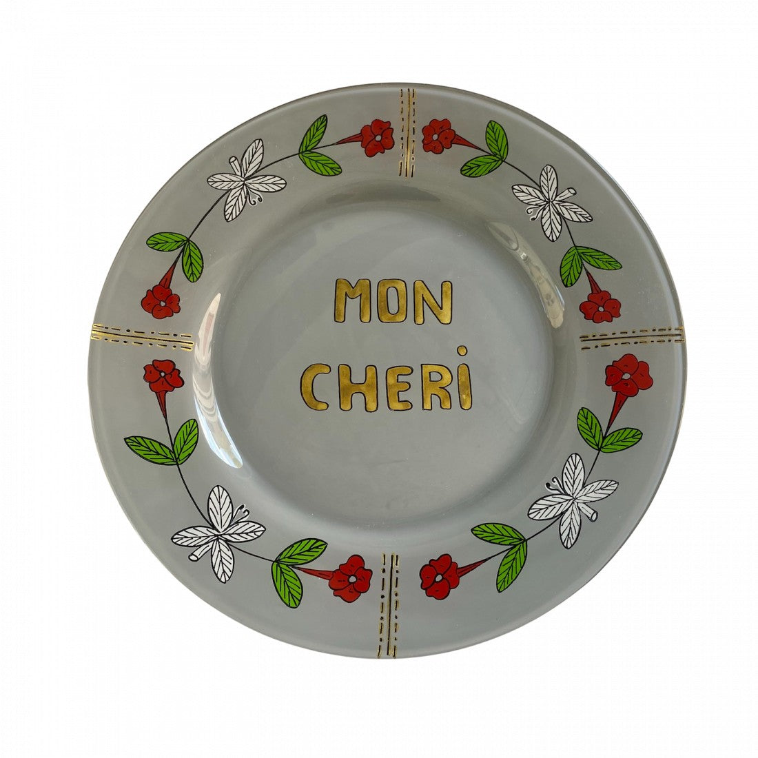 Handpainted plate grey Mon Chéri – product photo