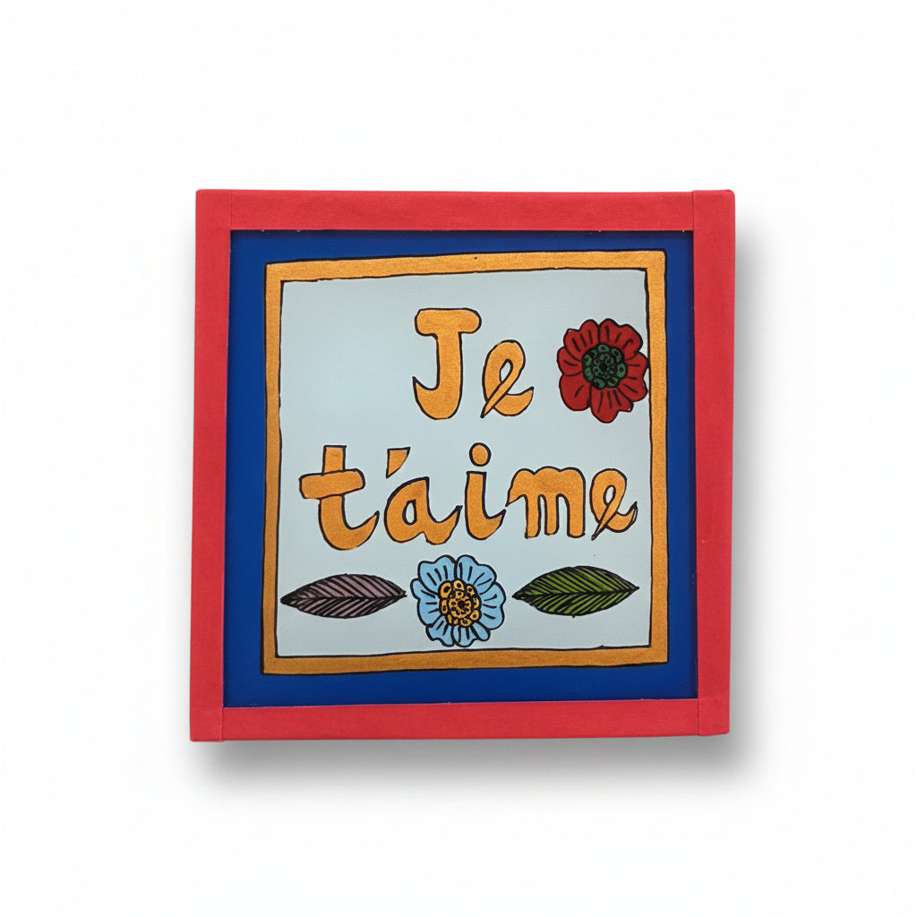 Mini Schilderijtje Je t’Aime Blauw