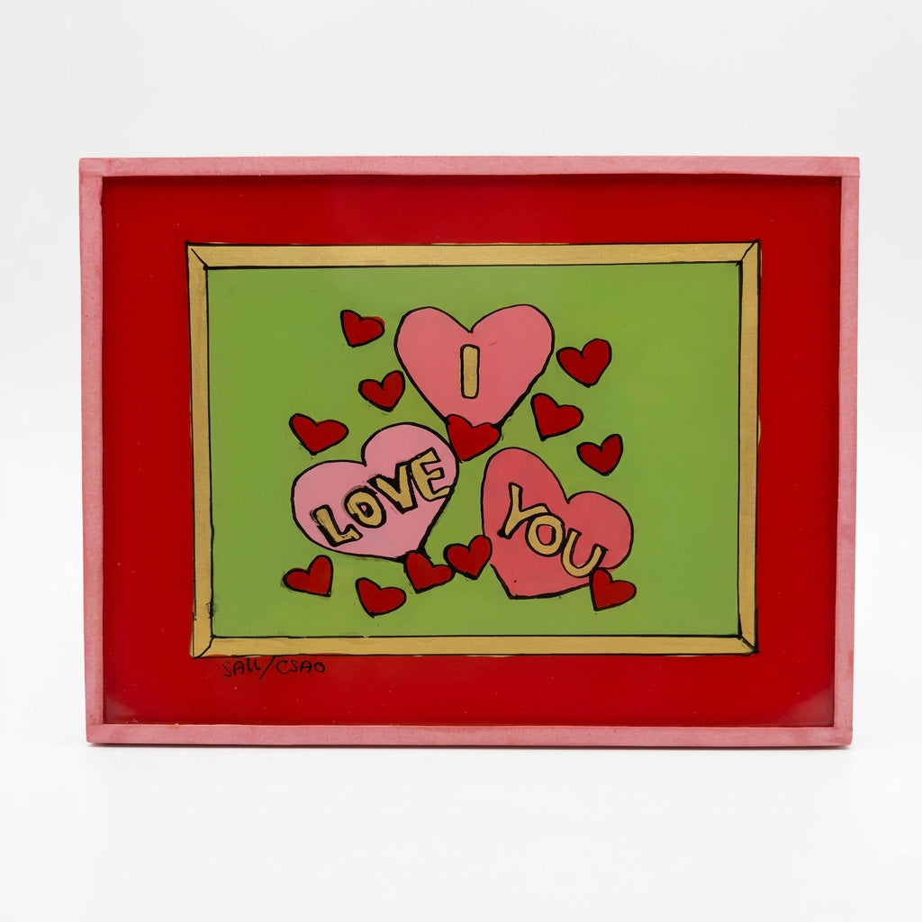 I Love You Green Hearts Painting - Midi
