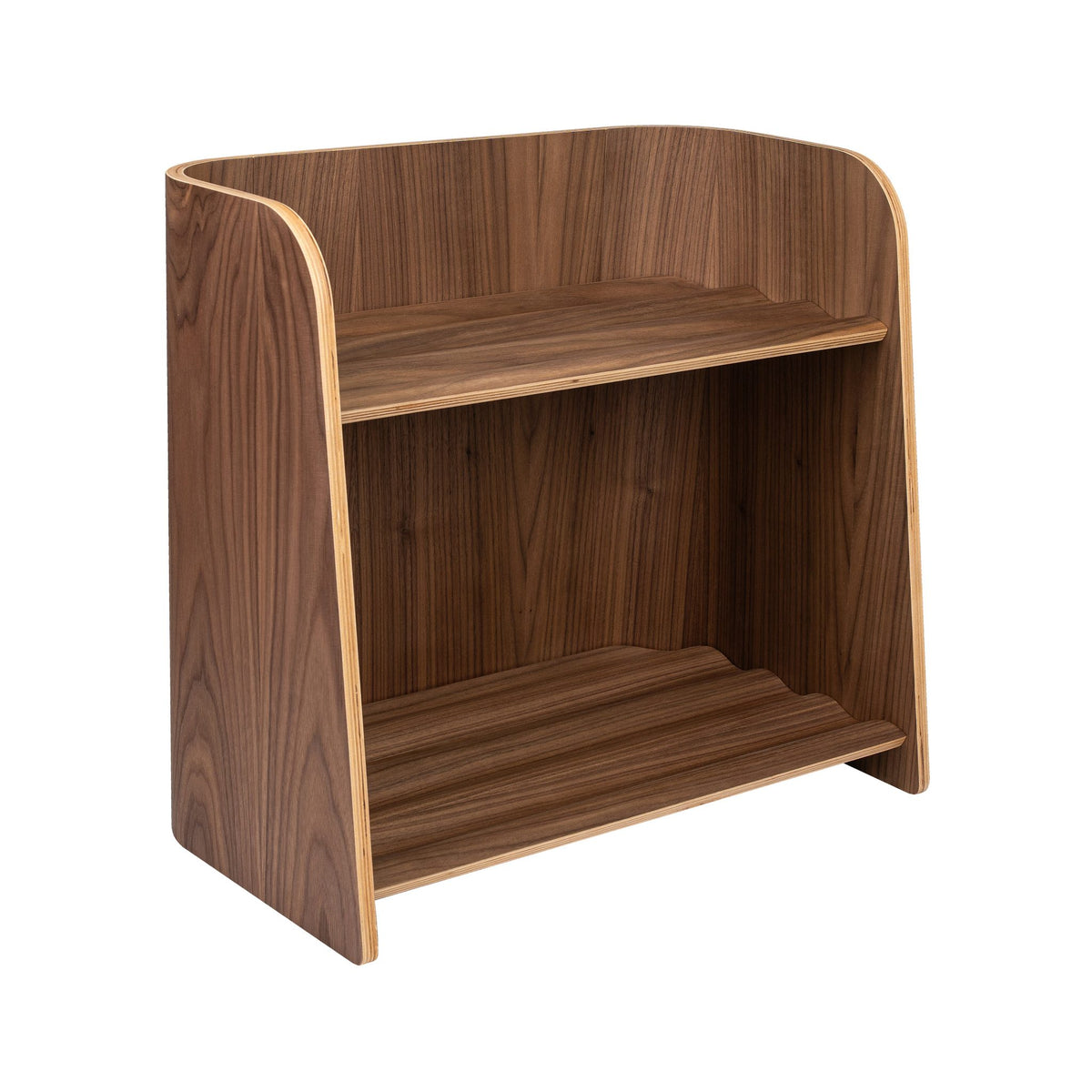 Curve Lab Small Curvy Bookcase Walnut – Montessori bookcase in walnut plywood