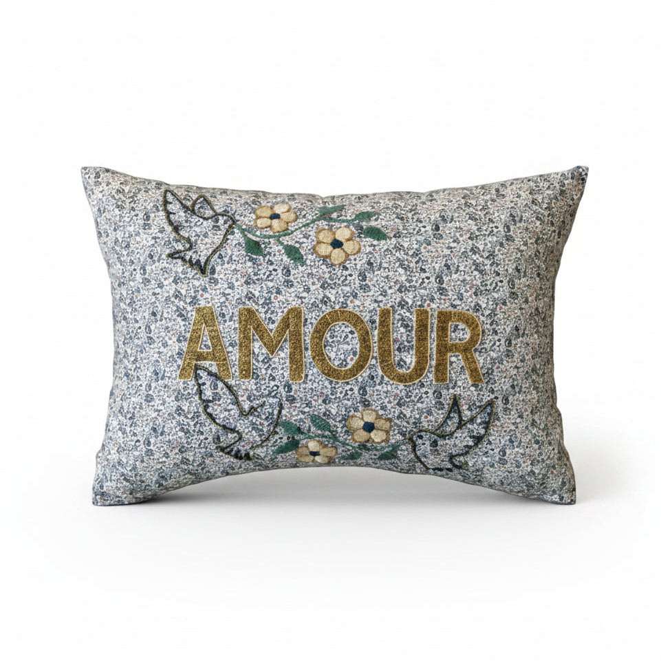 Amour Cushion Blue Flowers