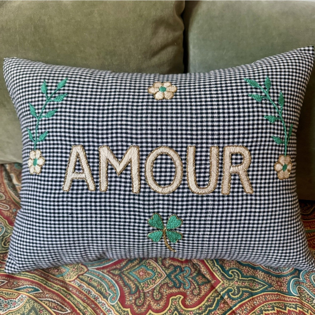 Amour Kussentje Blauw geruit