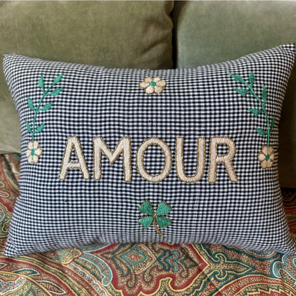 Amour Kussentje Blauw geruit