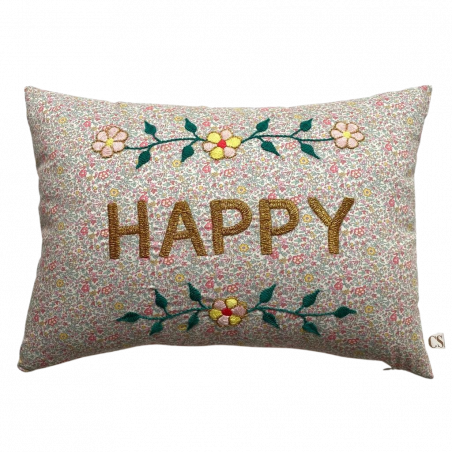 Happy Cushion Gold Flowers 30x40