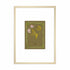 Framed Hazel & George Taurus poster featuring an illustration of a golden bull among clouds and a moon, in a light wood frame with a white mat