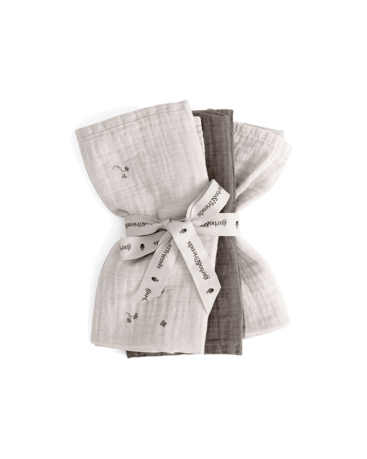 Muslin Burp Cloths Set of 3 Folia Ecru - Garbo &amp; Friends