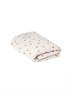 Garbo & Friends Muslin Filled Blanket Rosehip, folded, ivory organic cotton muslin with small rosehip-red flowers