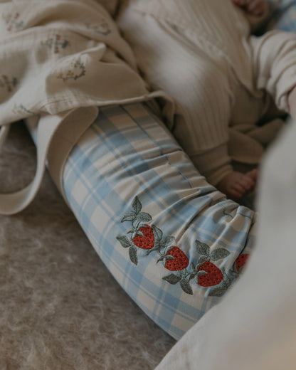 Draagbaar Babynestje Organic Cotton Plaid Blue Sky