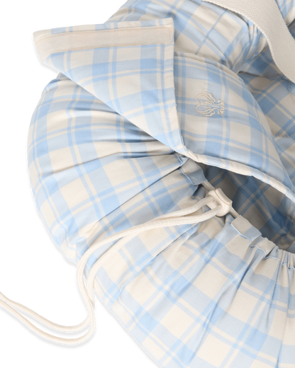 Draagbaar Babynestje Organic Cotton Plaid Blue Sky