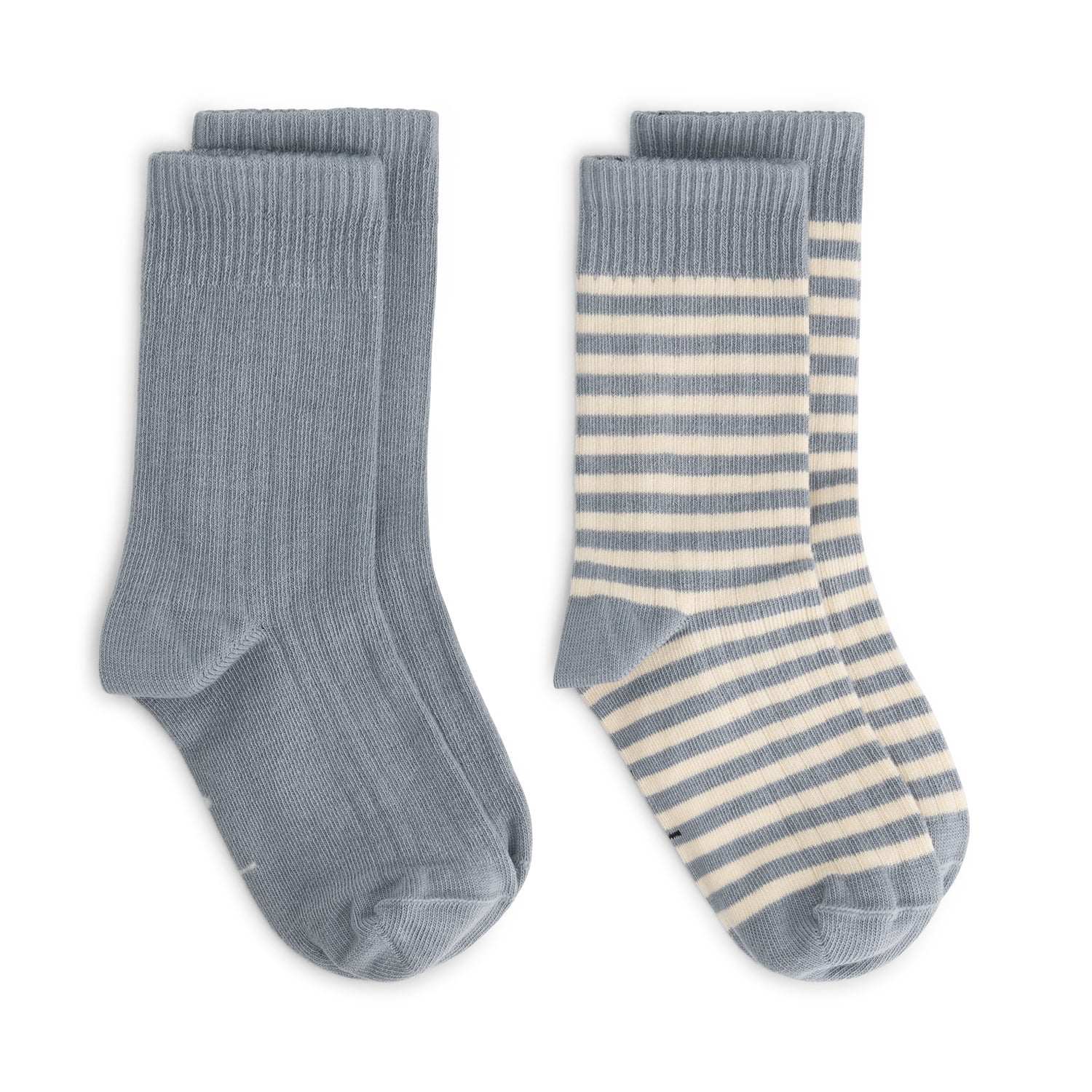 Ribbed Socks - Stone Grey - Cream - 2 pack