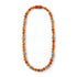 Hazel & George Amber Necklace Cognac Labradorite in size 60 cm for adults, long necklace of cognac-colored amber beads alternated with Labradorite, on a white background