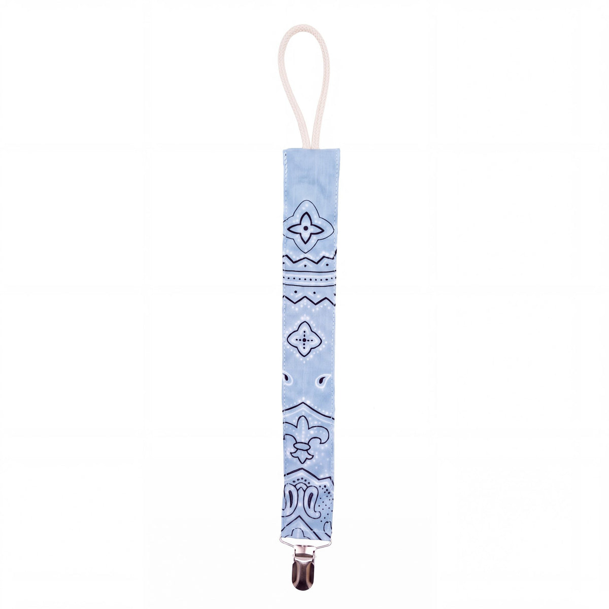 Hazel &amp; George Reversible Bandana Pacifier Clip Cord in Blue Yellow