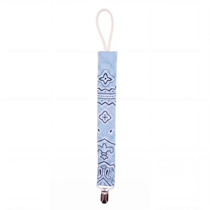 Hazel &amp; George Reversible Bandana Pacifier Clip Cord in Blue Yellow