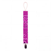Hazel & George Reversible Bandana Pacifier Clip Cord in Purple Green, front view