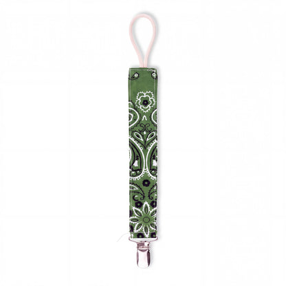 Hazel &amp; George Reversible Bandana Pacifier Clip Cord in Purple Green