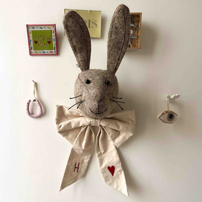 Hazel &amp; George Canvas Festive Bow Small with heart embroidery, styled photo