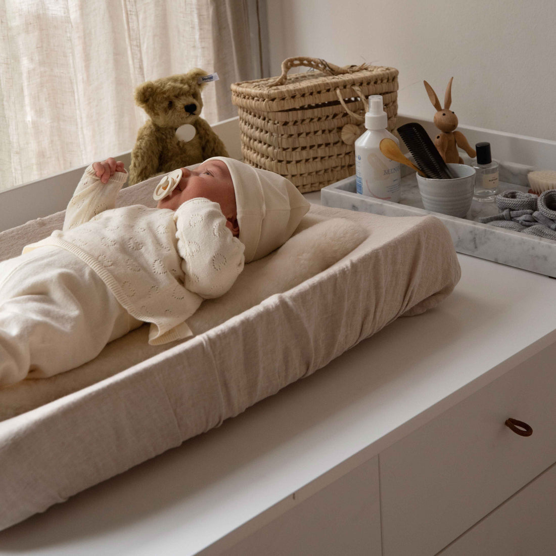 Linen Changing Pad Cover Naturel