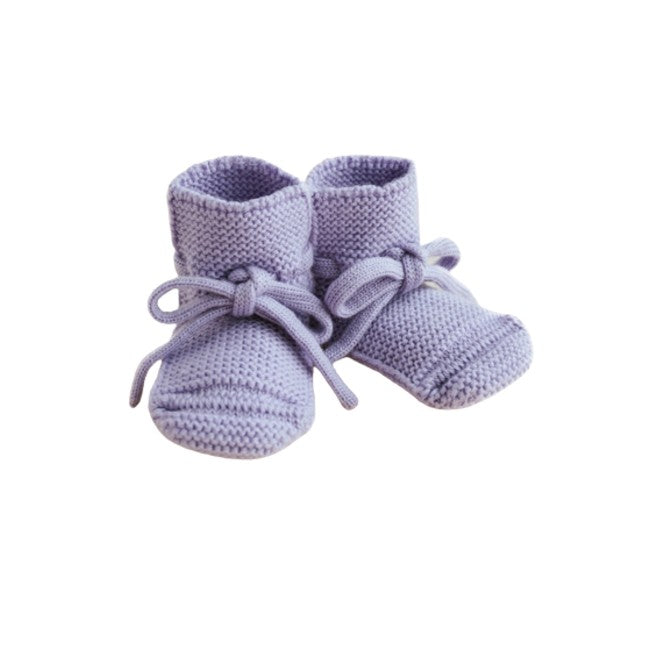 Hvid Baby Booties Lilac – merino wool baby booties