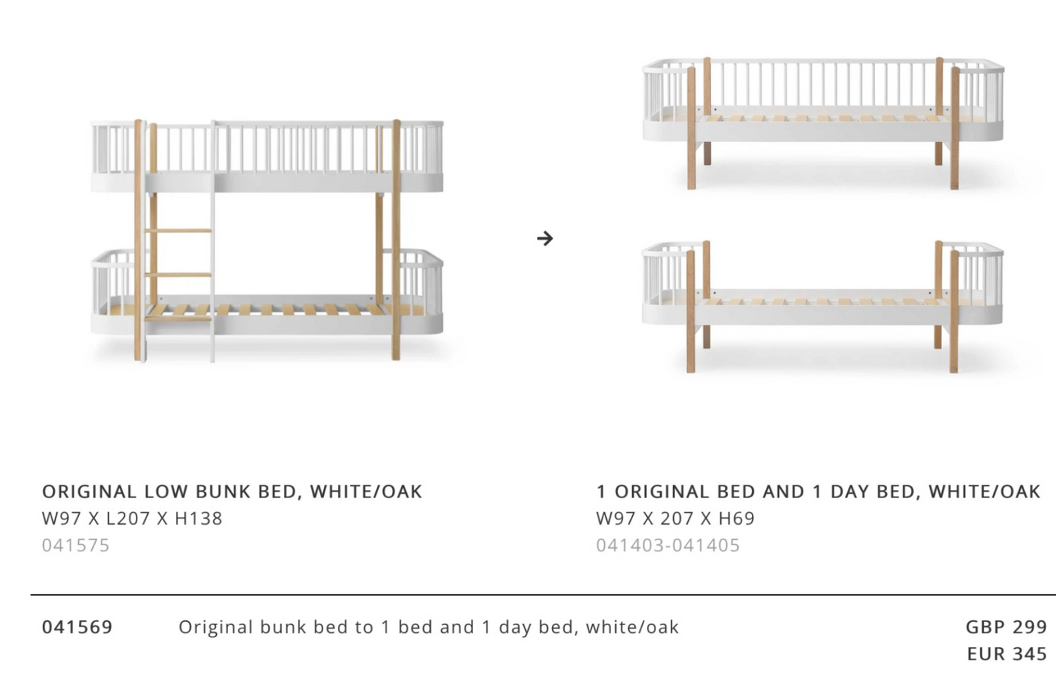 Conversion Set | Bunk Bed To Bed And Day Bed | 041569