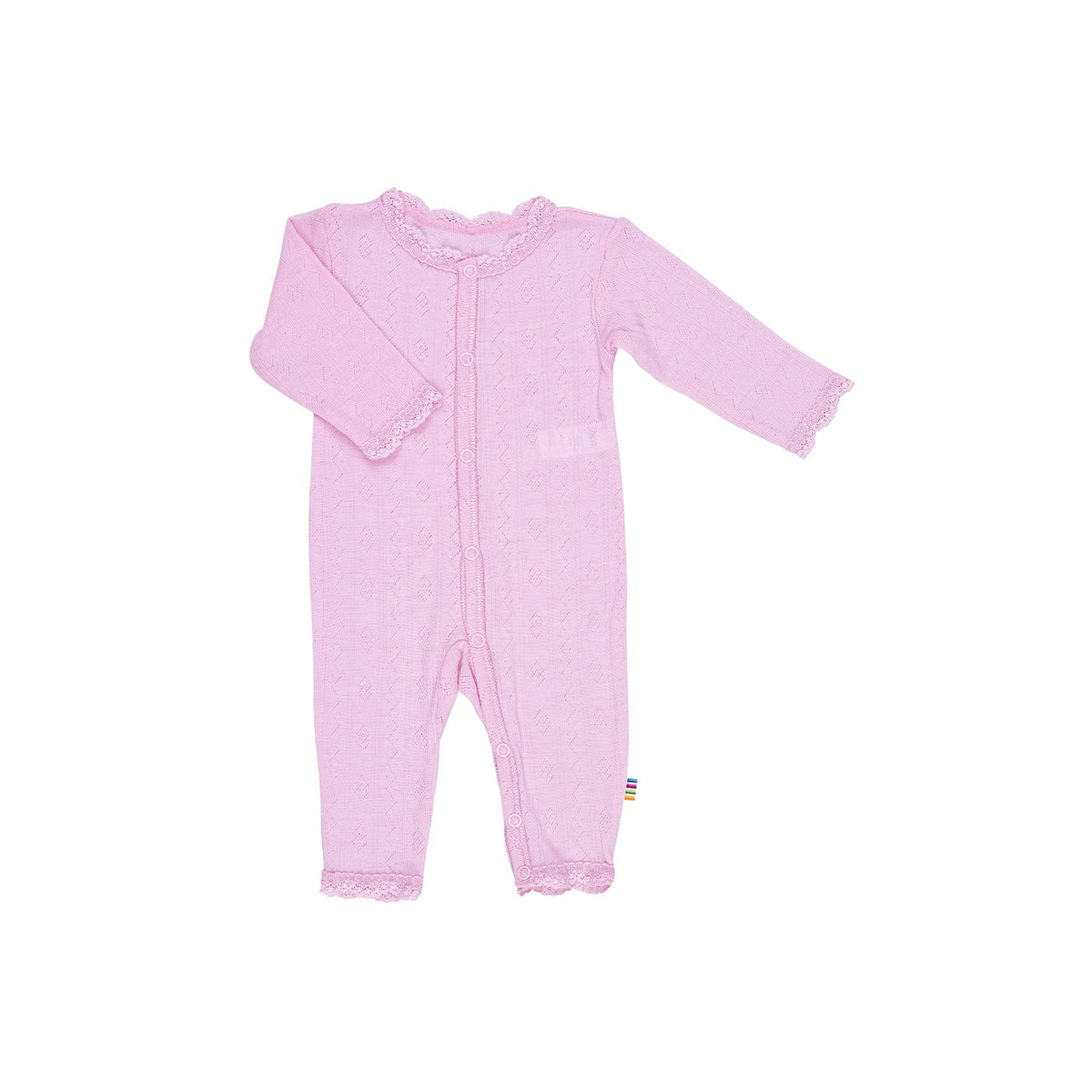 Joha wool baby jumpsuit with ajour (openwork) pattern in Prime Rose