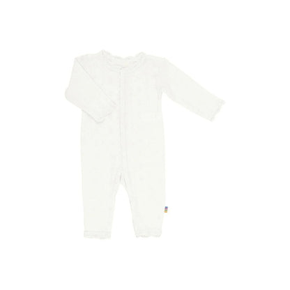 Joha wool baby jumpsuit with ajour (openwork) pattern in ecru