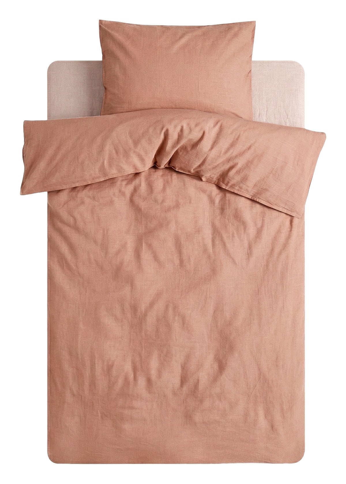 Junior bed set with Craie fitted sheet and Cinnamon duvet cover and pillow